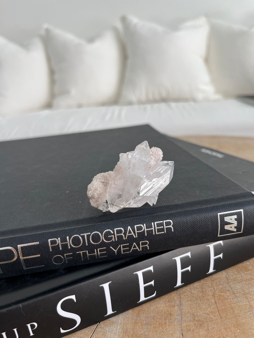 Apophyllite on Pink Chalcedony