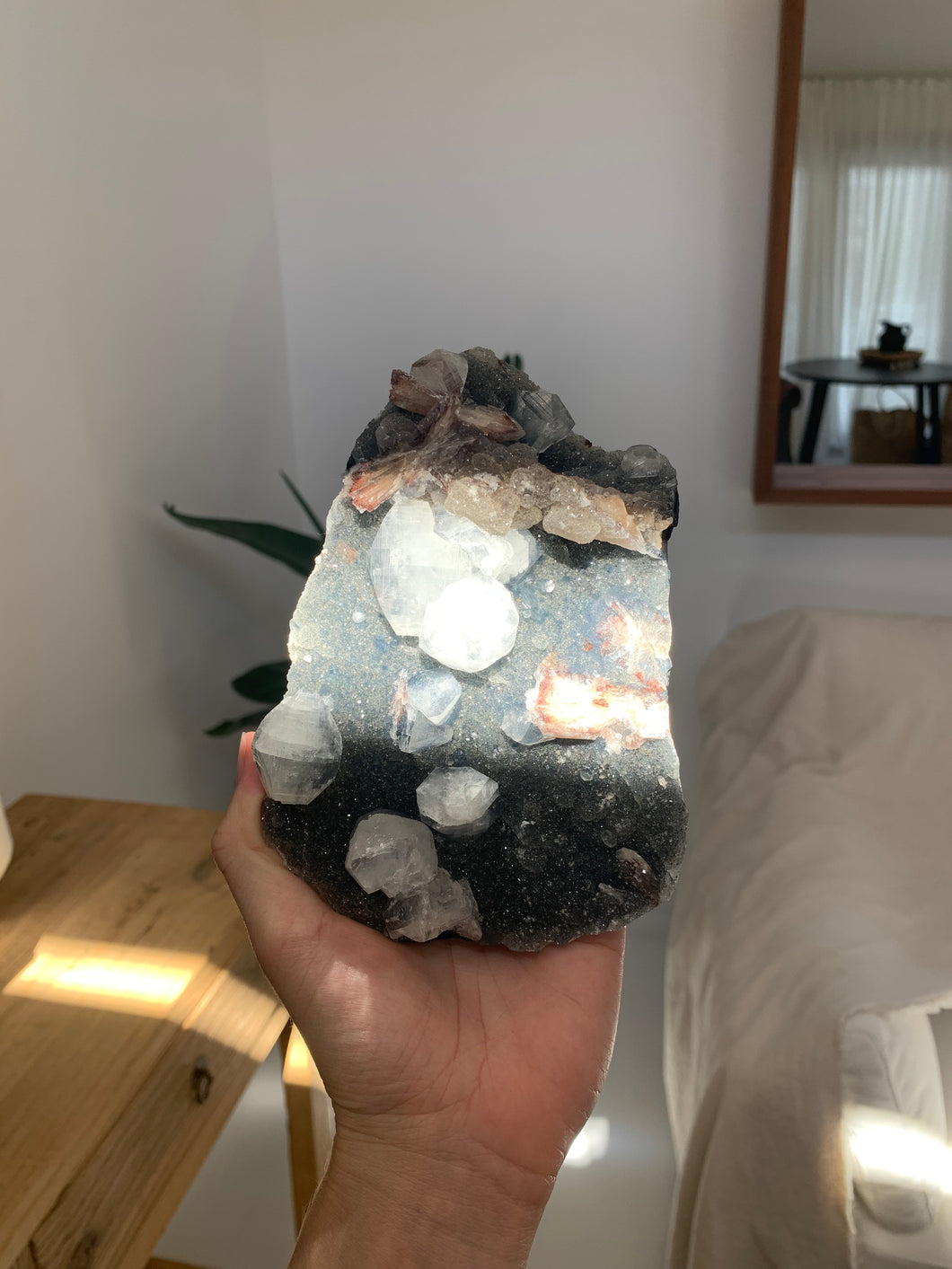 Blue Chalcedony with Stilbite & Apophyllite